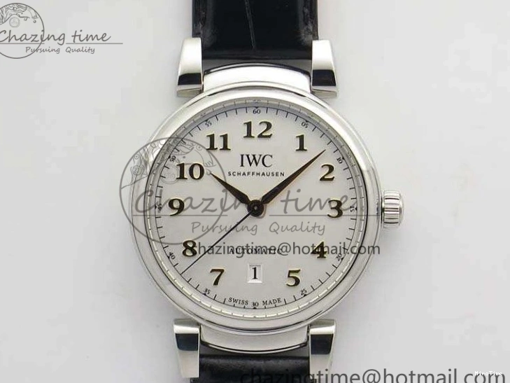 MIROTIME 0415 WaterResistant Da Vinci IW356601 SS MKF 1:1 Best Edition White Dial On Black Leather Strap A 7232